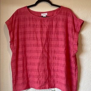 Liz Claiborne Vibrant Pink Blouse with Capped Sleeves